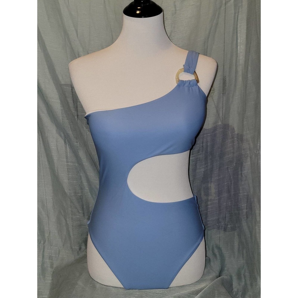 NWOT Swimsuit small, blue, one shoulder